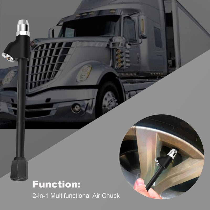 GODESON Air Chuck,1/4" FNPT Extended Reach Dual Head Chuck Set with Quick Plug,2-Way Connect Tire Chucks for Bikes,Motorcycle,Car,and Etc,Tire Air Chuck for Tire Inflator Gauge or Air Compressor - Image 3